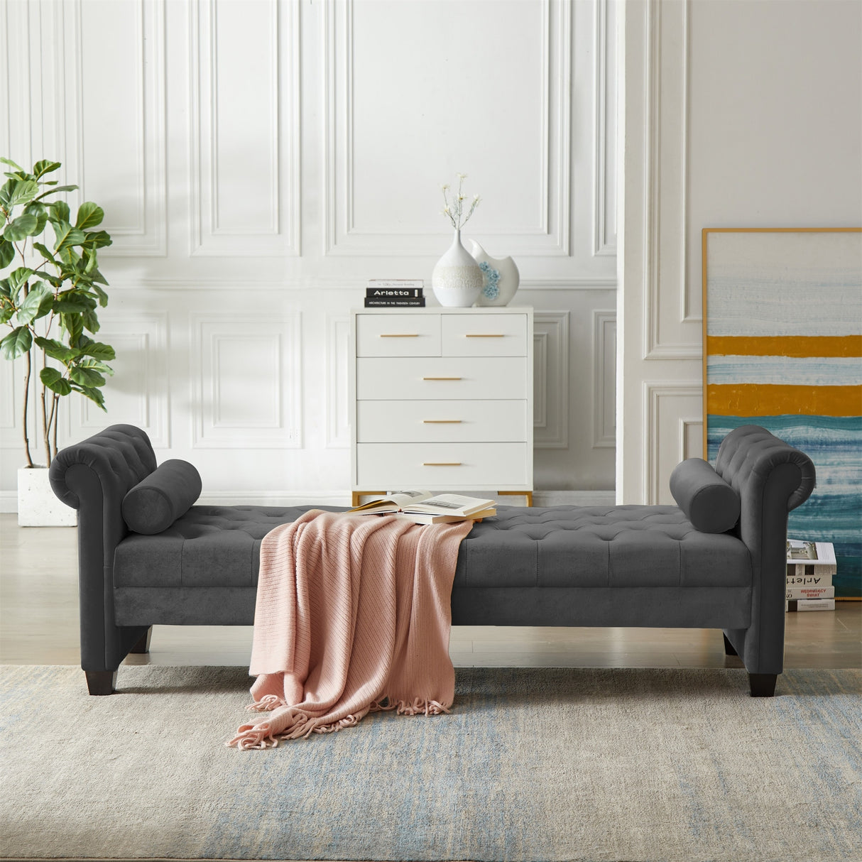 Rectangular Queen Benches Bedside Sofa with Armrests