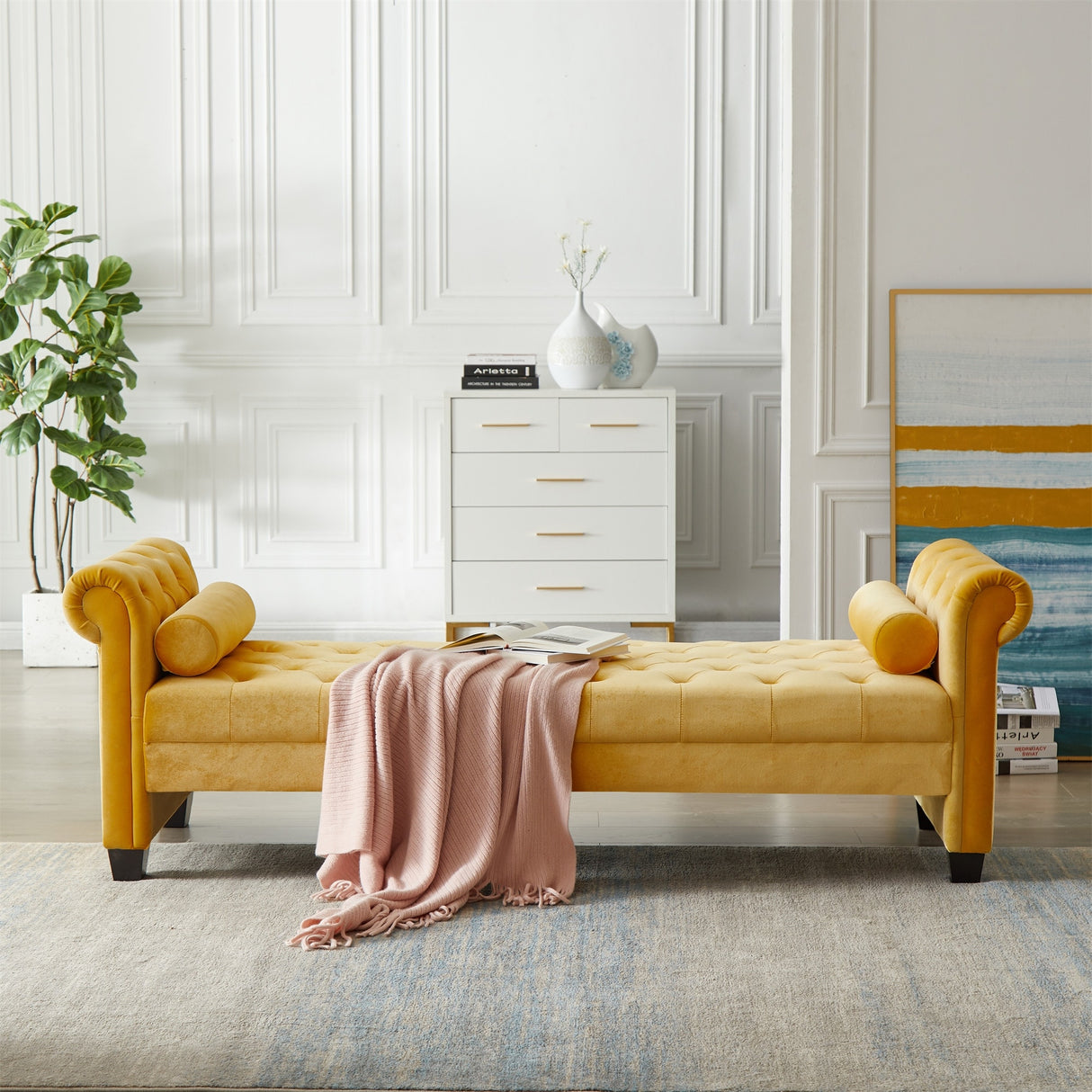 Rectangular Queen Benches Bedside Sofa with Armrests