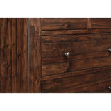 Rectangular Seven Drawer Wooden Dresser with Metal Pull Knobs and Tapered Feet, Antique Brown