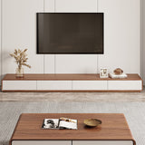 Rectangular TV Stand, Wood Veneer Media Console with 4 Drawers