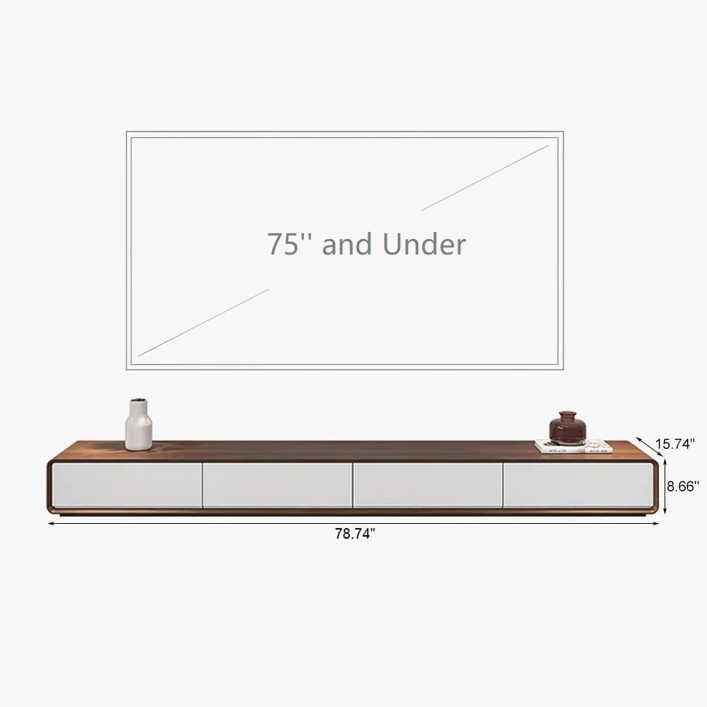 Rectangular TV Stand, Wood Veneer Media Console with 4 Drawers