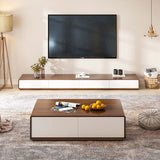 Rectangular TV Stand, Wood Veneer Media Console with 4 Drawers