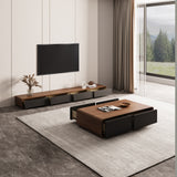 Rectangular TV Stand, Wood Veneer Media Console with 4 Drawers