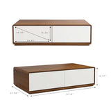 Rectangular TV Stand, Wood Veneer Media Console with 4 Drawers