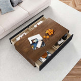 Rectangular TV Stand, Wood Veneer Media Console with 4 Drawers