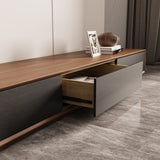 Rectangular TV Stand, Wood Veneer Media Console with 4 Drawers