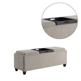 Rectangular Upholstered Storage Bench With Tray Table