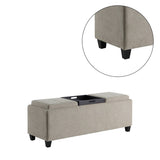 Rectangular Upholstered Storage Bench With Tray Table