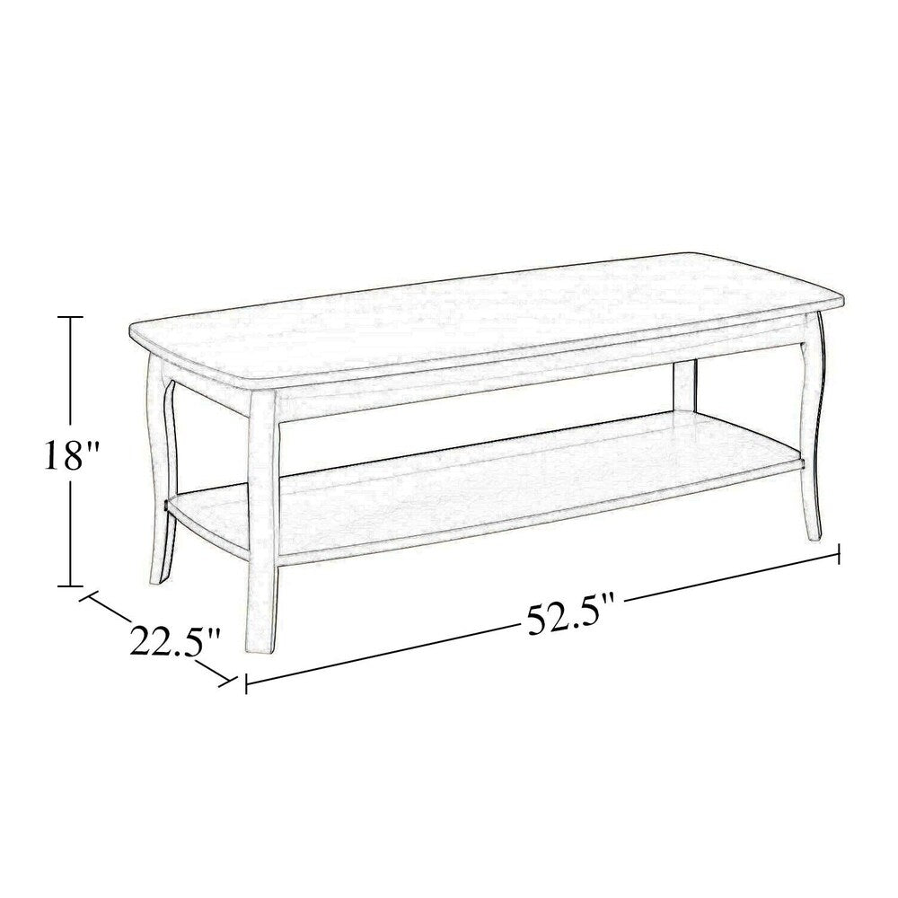 Rectangular Wooden Coffee Table with Bottom Shelf and Sabre Legs,White