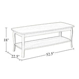 Rectangular Wooden Coffee Table with Bottom Shelf and Sabre Legs,White