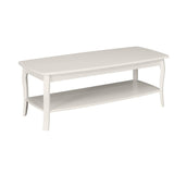 Rectangular Wooden Coffee Table with Bottom Shelf and Sabre Legs,White