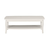 Rectangular Wooden Coffee Table with Bottom Shelf and Sabre Legs,White