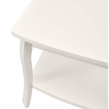 Rectangular Wooden Coffee Table with Bottom Shelf and Sabre Legs,White