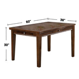 Rectangular Wooden Dining Table with 4 Small Drawers in Walnut