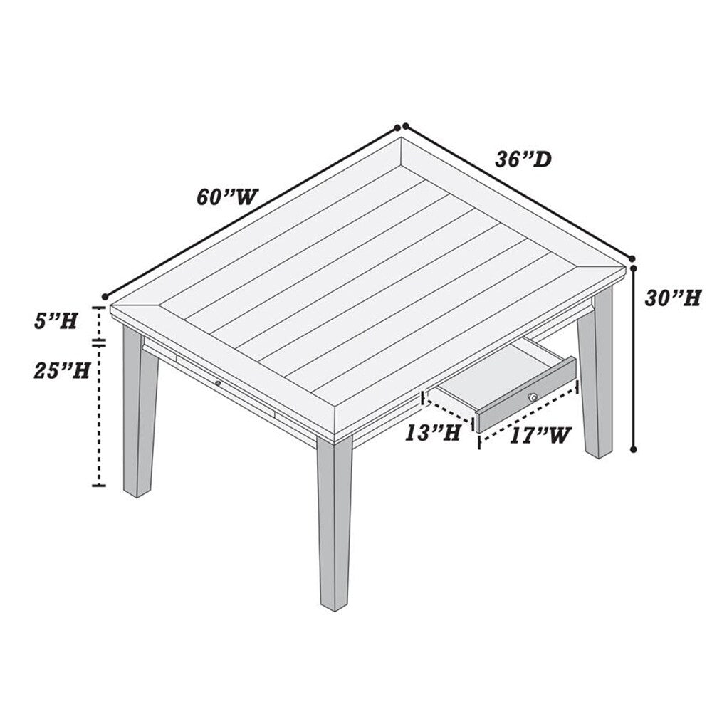 Rectangular Wooden Dining Table with 4 Small Drawers in Walnut