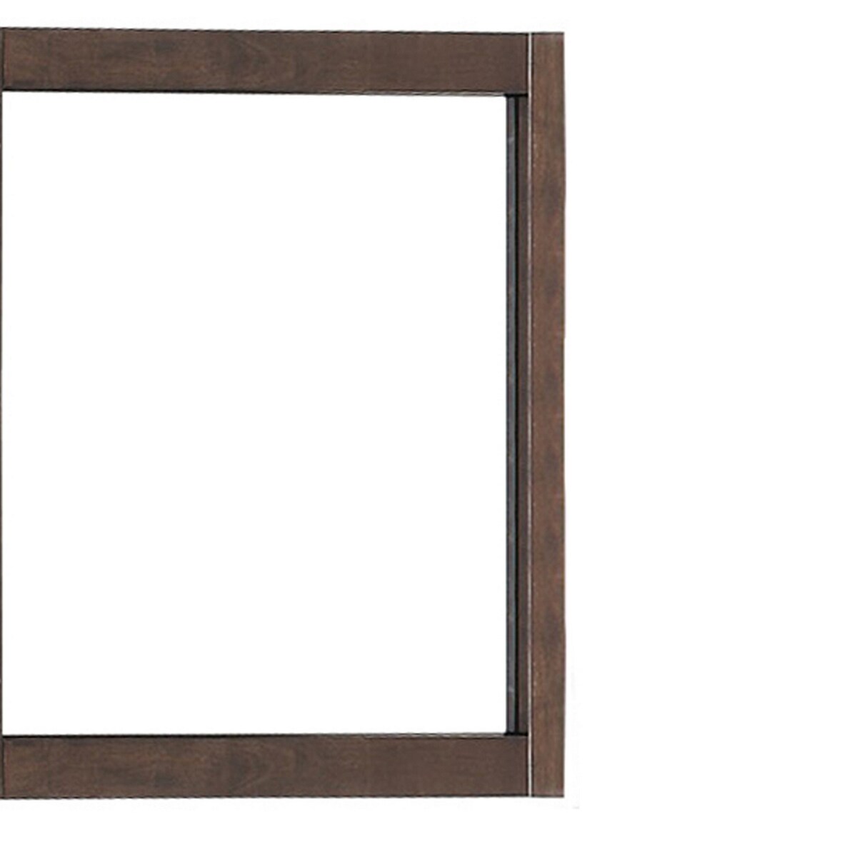 Rectangular Wooden Frame Mirror with Grain and Textured Details, Brown