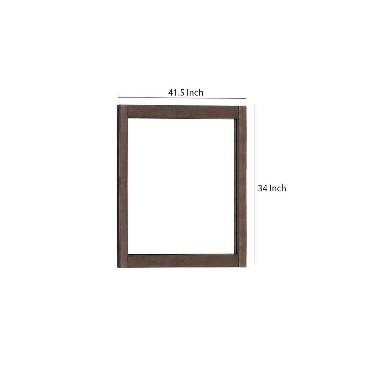 Rectangular Wooden Frame Mirror with Grain and Textured Details, Brown