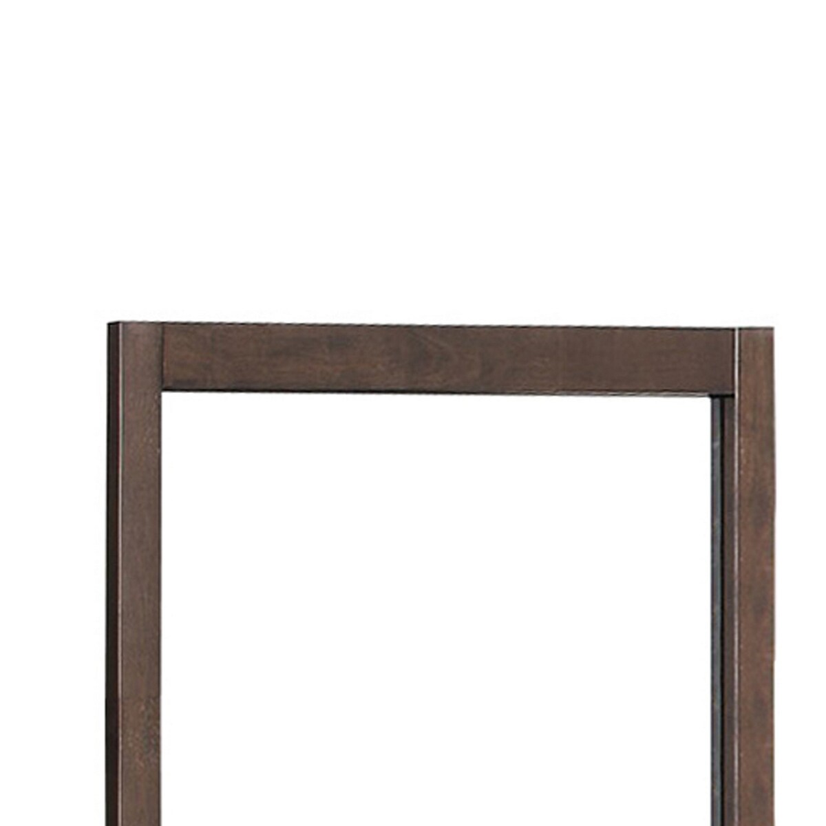 Rectangular Wooden Frame Mirror with Grain and Textured Details, Brown