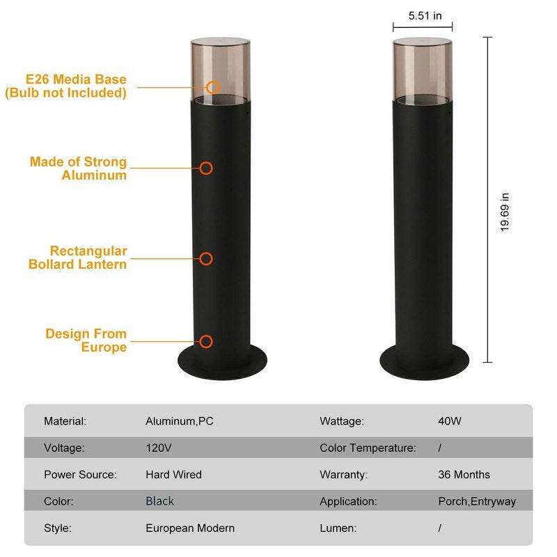 20-Inch Single-Bulb Bollard Ground Lantern(Two types of Color) - N/A