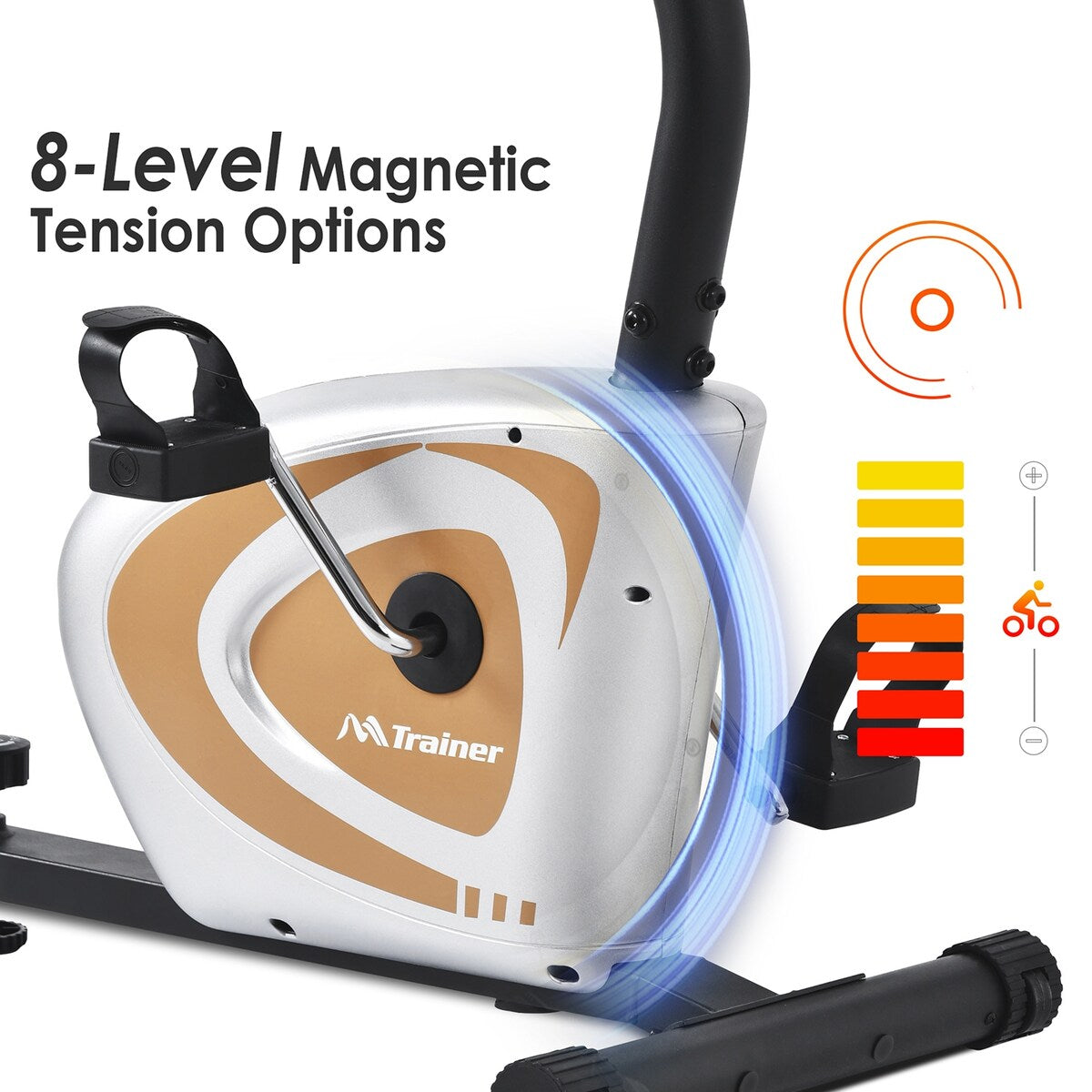 Recumbent Exercise Bike, 8 Level Adjustable Magnetic Resistance Bicycle - 48.8''-57'' x 17.3'' x 40.6''