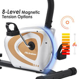 Recumbent Exercise Bike, 8 Level Adjustable Magnetic Resistance Bicycle - 48.8''-57'' x 17.3'' x 40.6''