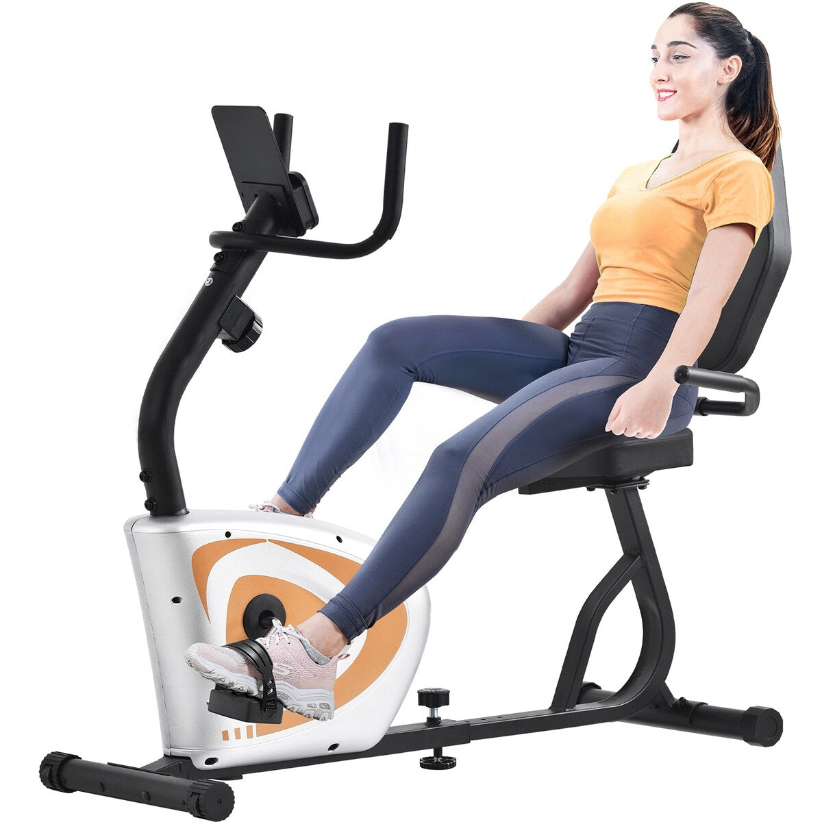 Recumbent Exercise Bike, 8 Level Adjustable Magnetic Resistance Bicycle - 48.8''-57'' x 17.3'' x 40.6''