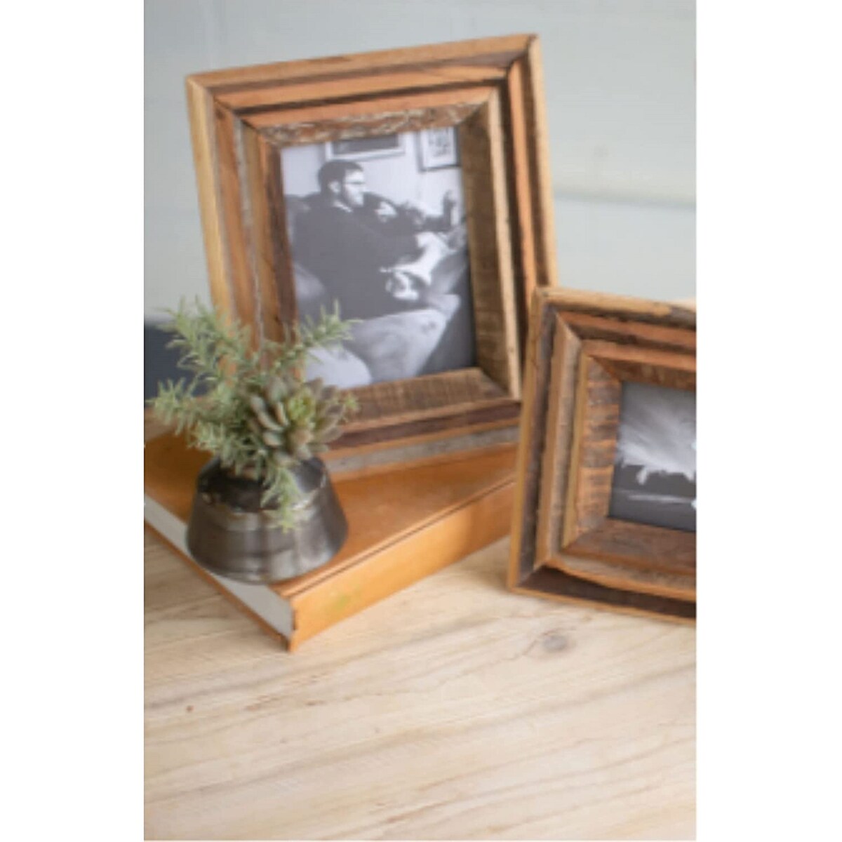 Recycled Wood Photo Frames - Natural Wood Set of 2 Frame