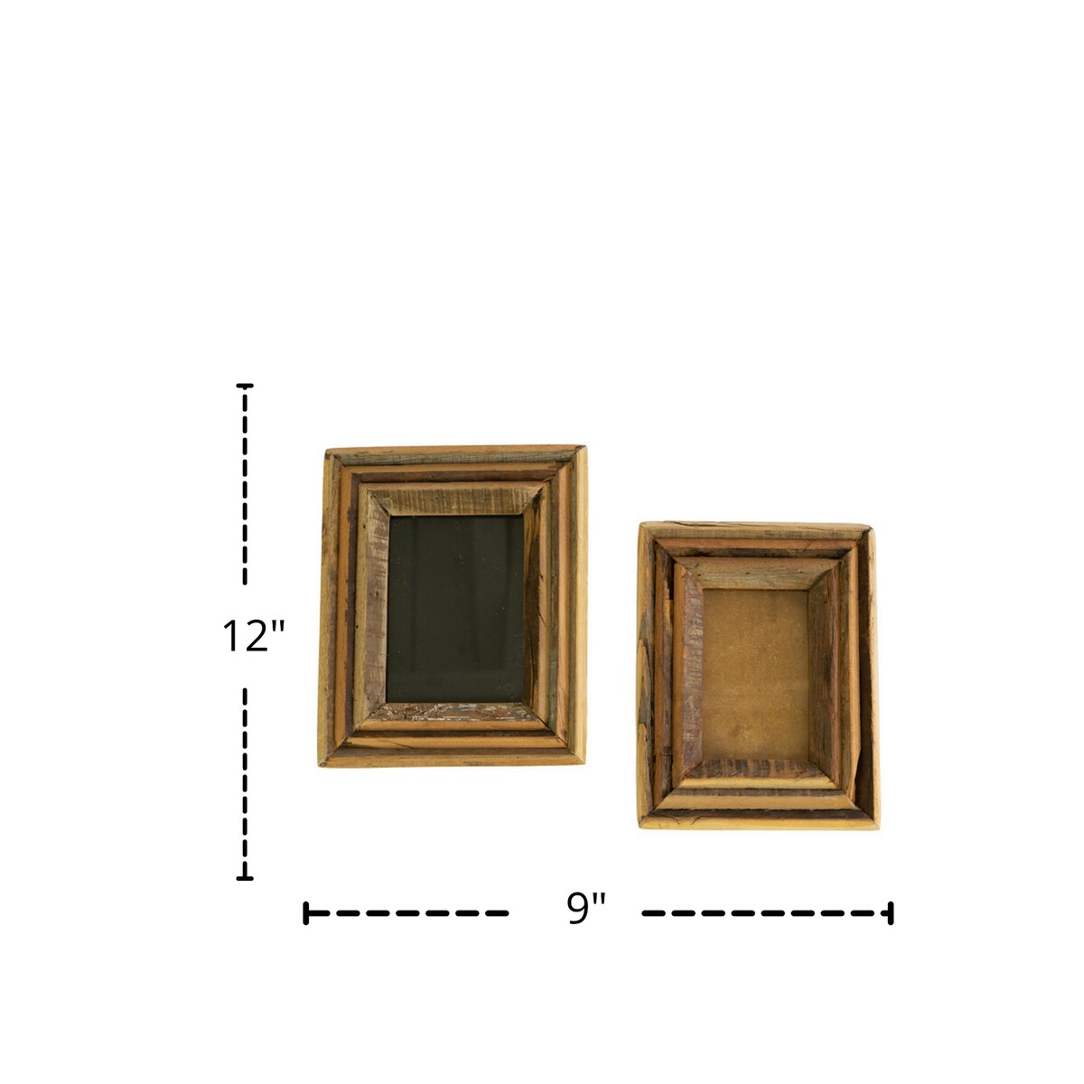 Recycled Wood Photo Frames - Natural Wood Set of 2 Frame