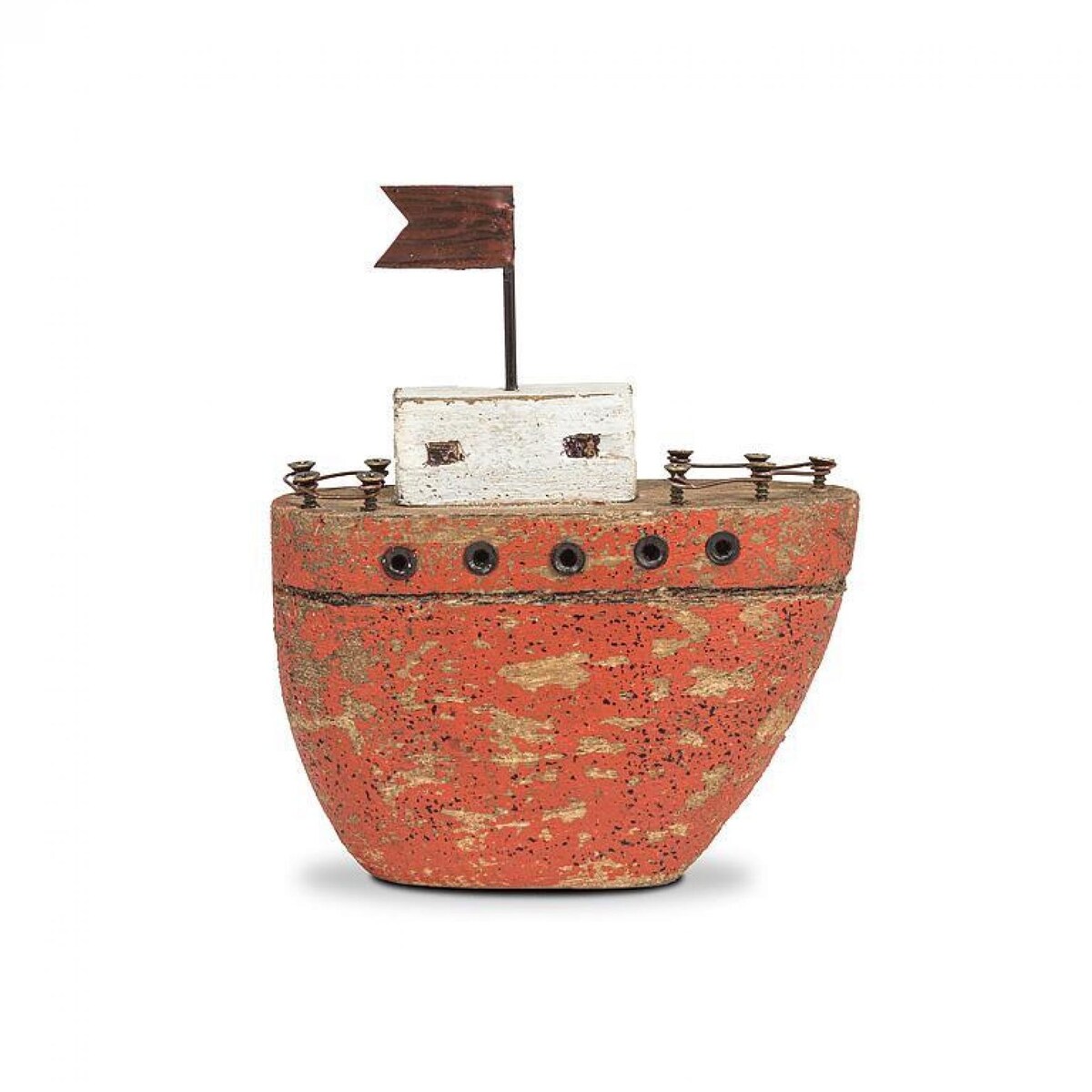 Red And White Chunky Boat Figurine