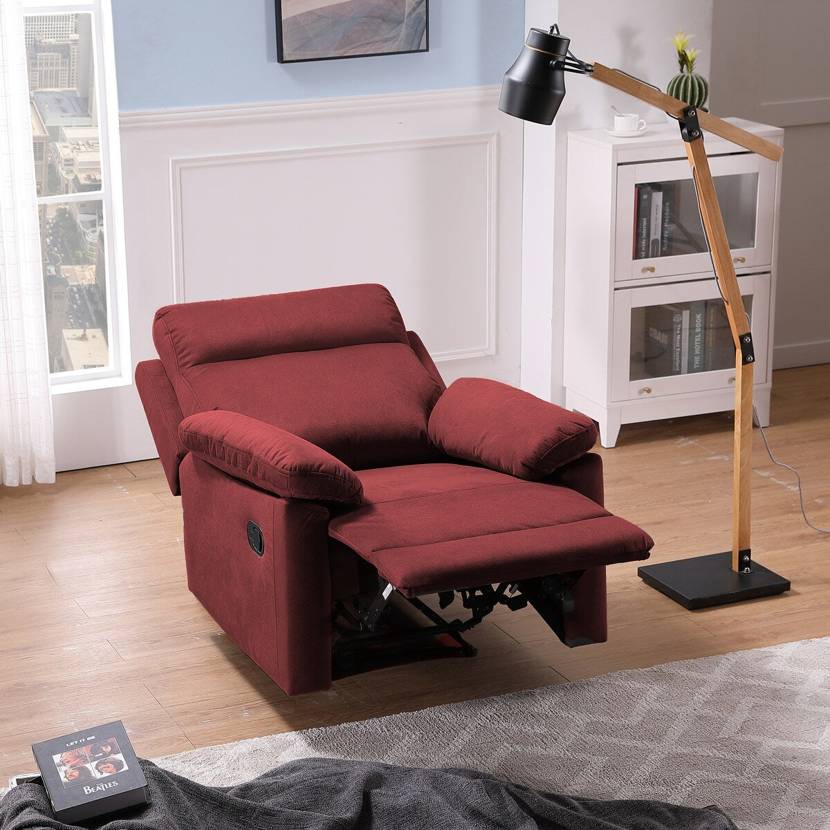 Red Fabric Manual Recliner