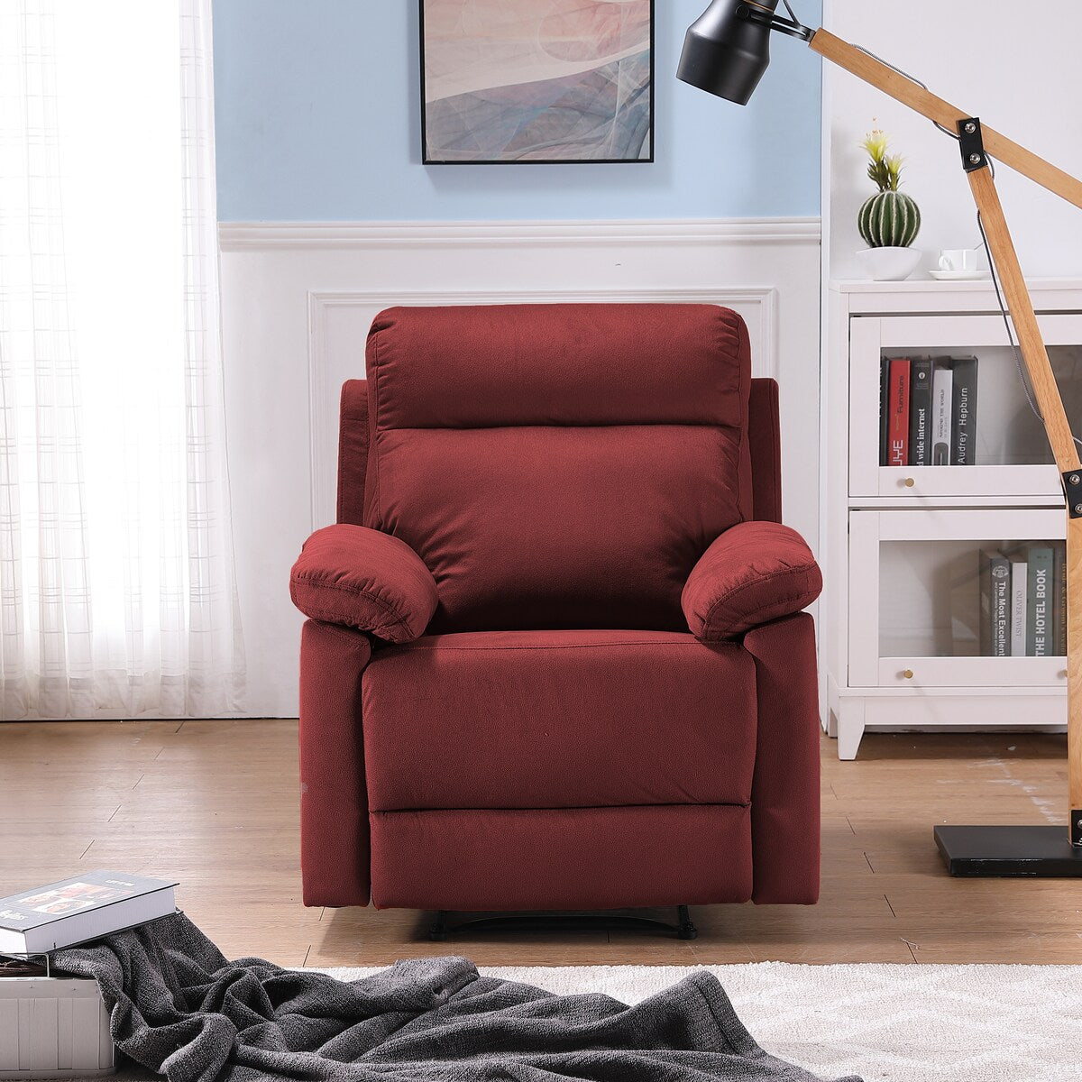 Red Fabric Manual Recliner