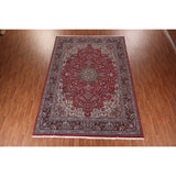 Red Floral Kashan Turkish Large Rug Medallion Machine-Made Carpet - 9'7" x 13'6"