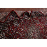 Red Floral Kashan Turkish Large Rug Medallion Machine-Made Carpet - 9'7" x 13'6"