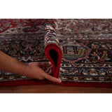 Red Floral Kashan Turkish Large Rug Medallion Machine-Made Carpet - 9'7" x 13'6"