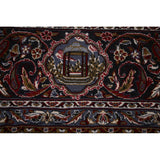 Red Floral Kashan Turkish Large Rug Medallion Machine-Made Carpet - 9'7" x 13'6"