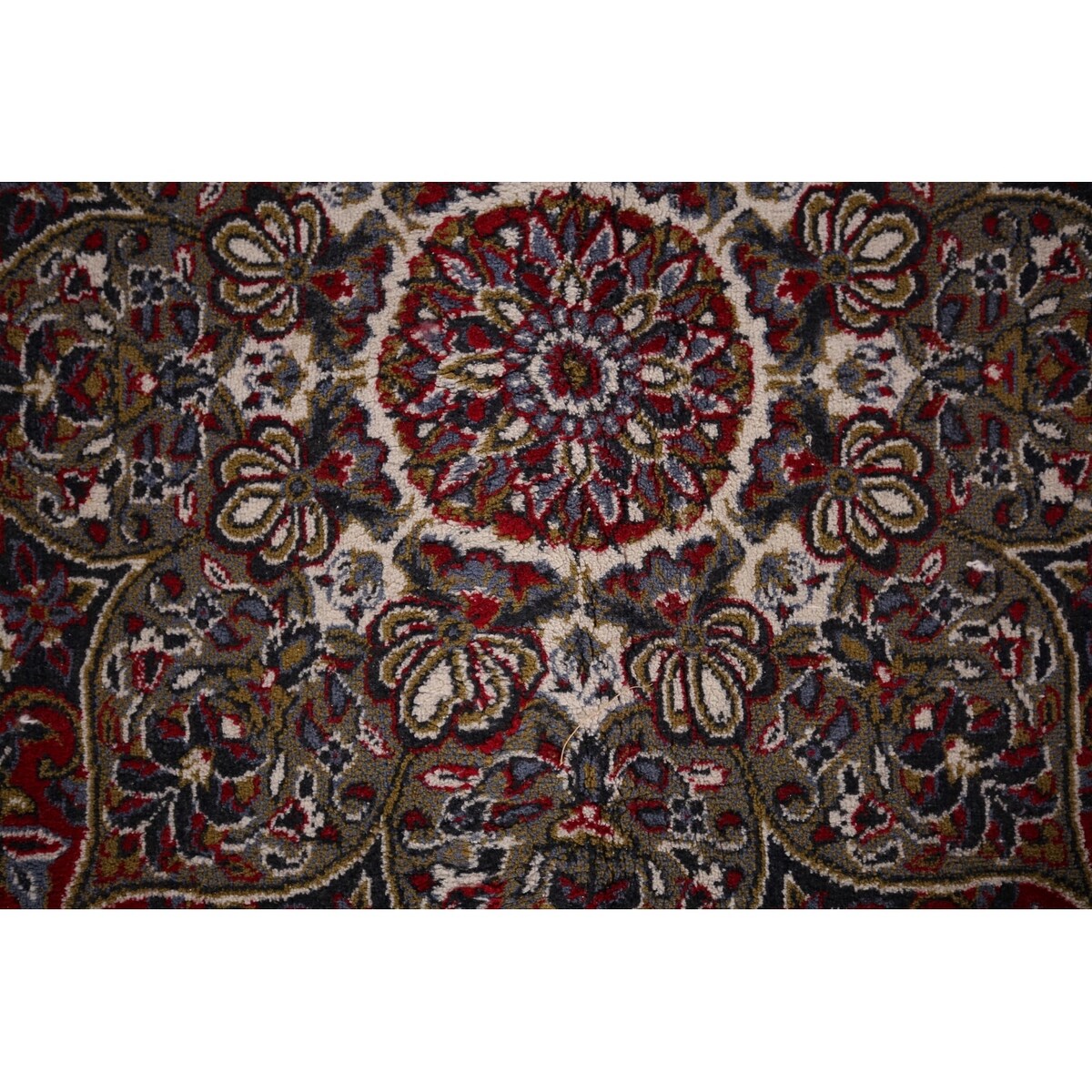 Red Floral Kashan Turkish Large Rug Medallion Machine-Made Carpet - 9'7" x 13'6"