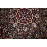 Red Floral Kashan Turkish Large Rug Medallion Machine-Made Carpet - 9'7" x 13'6"