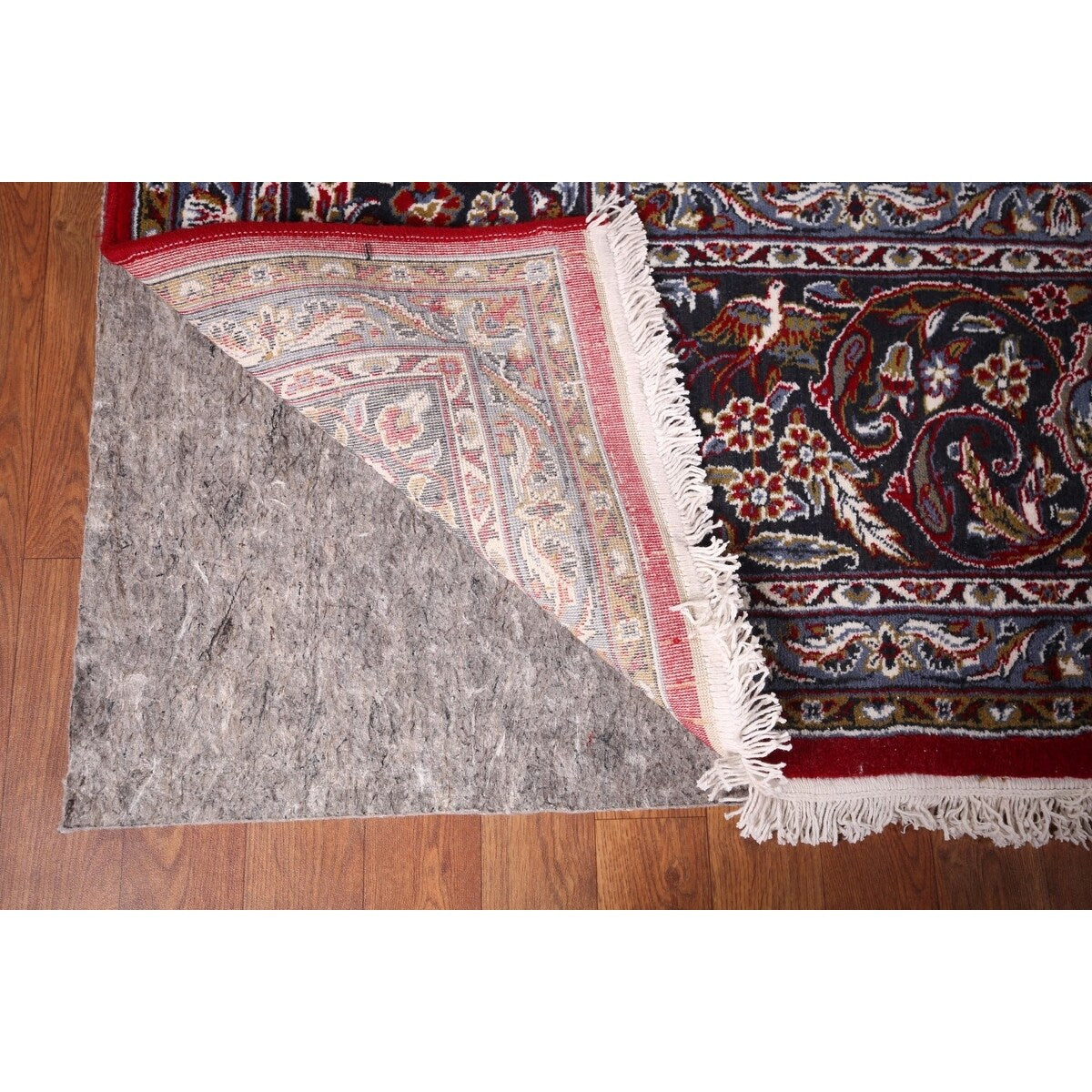 Red Floral Kashan Turkish Large Rug Medallion Machine-Made Carpet - 9'7" x 13'6"