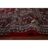Red Floral Kashan Turkish Large Rug Medallion Machine-Made Carpet - 9'7" x 13'6"