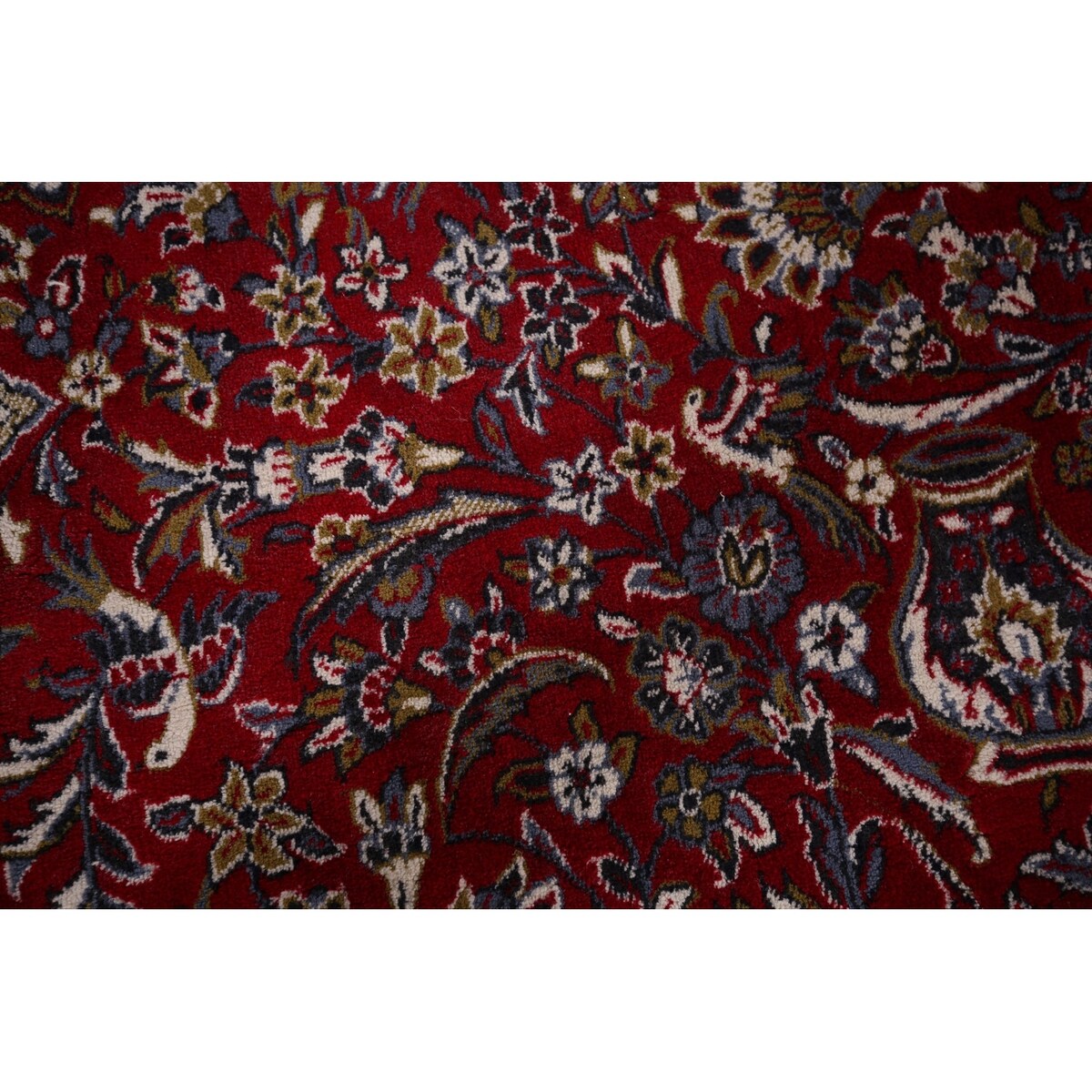Red Floral Kashan Turkish Large Rug Medallion Machine-Made Carpet - 9'7" x 13'6"
