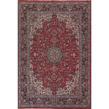 Red Floral Kashan Turkish Large Rug Medallion Machine-Made Carpet - 9'7" x 13'6"