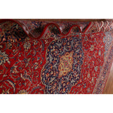 Red Floral Sarouk Persian Vintage Area Rug Handmade Wool Carpet - 9'7" x 13'0"