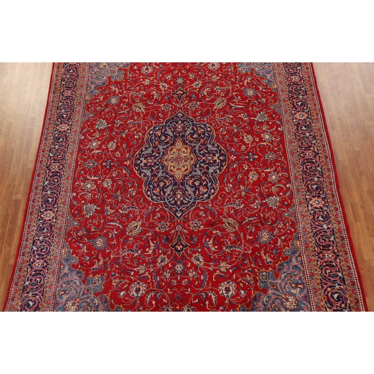 Red Floral Sarouk Persian Vintage Area Rug Handmade Wool Carpet - 9'7" x 13'0"