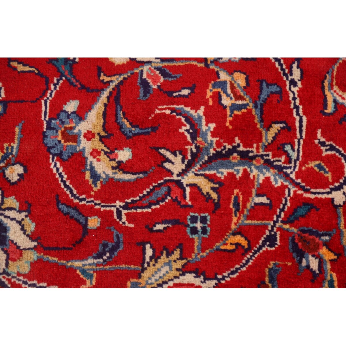 Red Floral Sarouk Persian Vintage Area Rug Handmade Wool Carpet - 9'7" x 13'0"