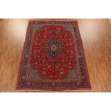 Red Floral Sarouk Persian Vintage Area Rug Handmade Wool Carpet - 9'7" x 13'0"