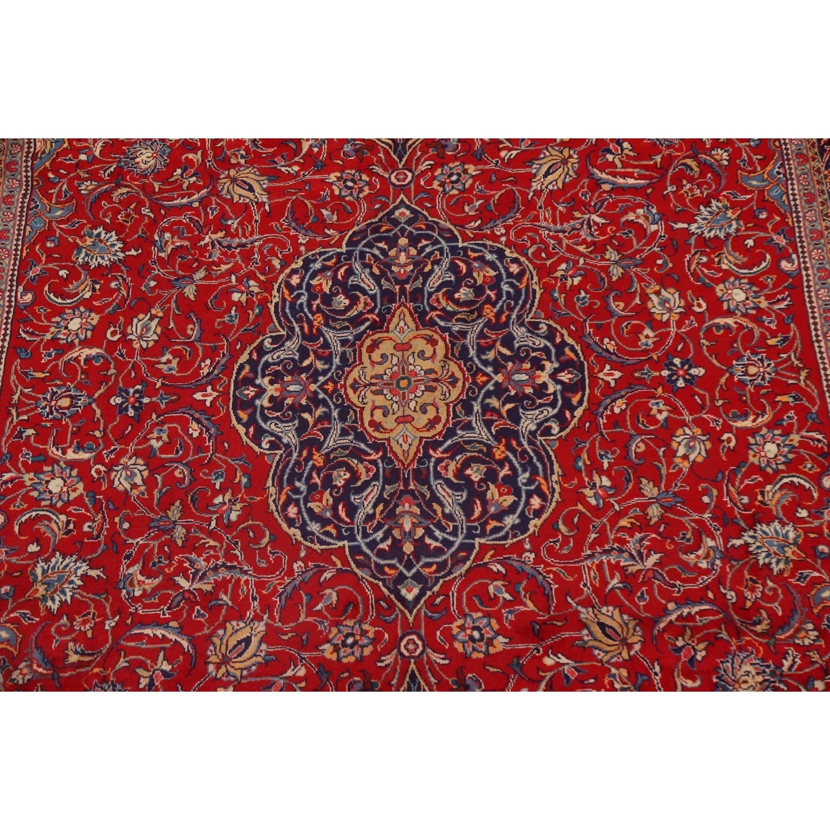 Red Floral Sarouk Persian Vintage Area Rug Handmade Wool Carpet - 9'7" x 13'0"