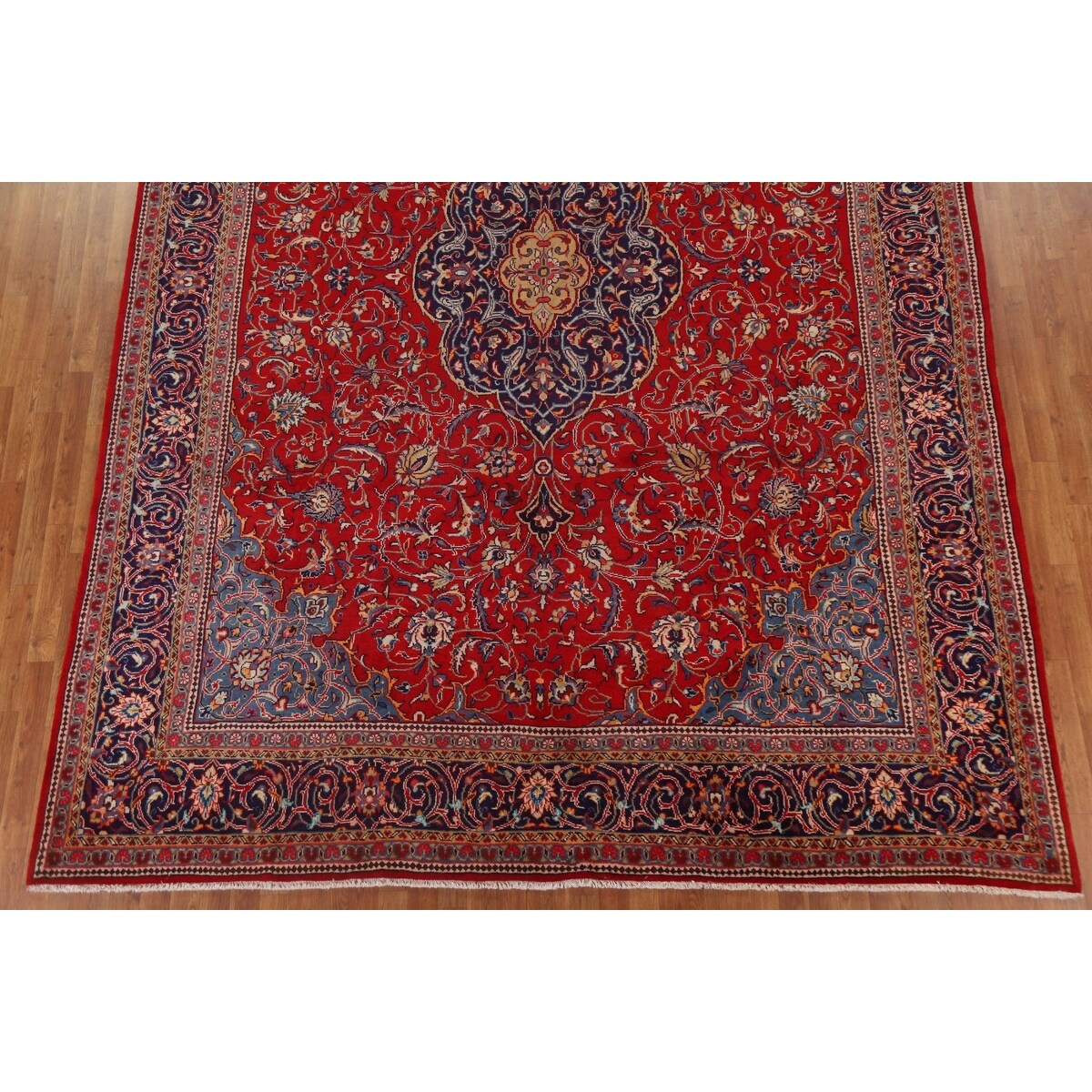 Red Floral Sarouk Persian Vintage Area Rug Handmade Wool Carpet - 9'7" x 13'0"