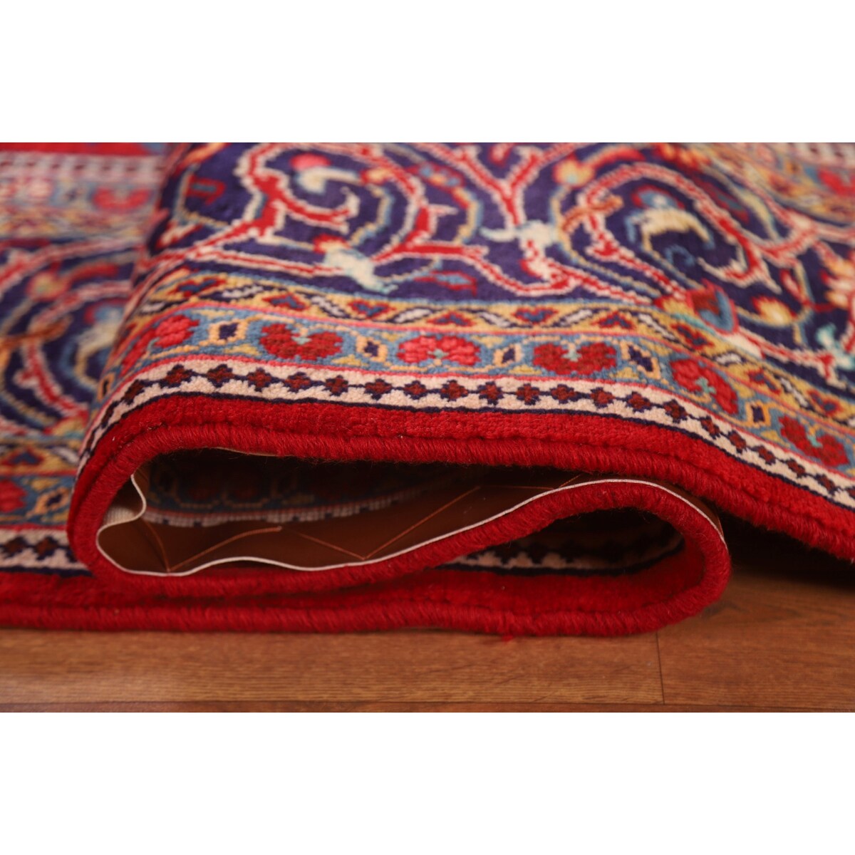 Red Floral Sarouk Persian Vintage Area Rug Handmade Wool Carpet - 9'7" x 13'0"