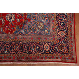 Red Floral Sarouk Persian Vintage Area Rug Handmade Wool Carpet - 9'7" x 13'0"