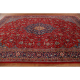 Red Floral Sarouk Persian Vintage Area Rug Handmade Wool Carpet - 9'7" x 13'0"